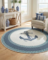 Seaside Haven Rugs Collection Area Rug -  Coralreef Round Navy Blue  lifestyle 51