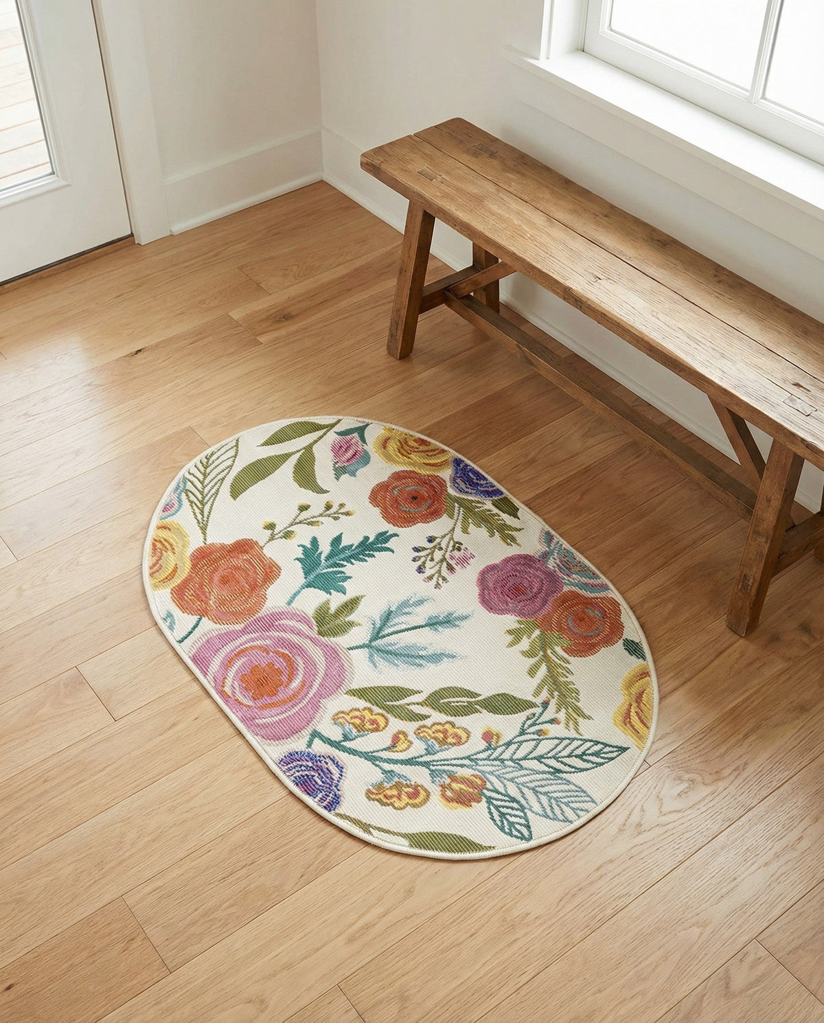 Meadow Breeze Collection Area Rug -  Petal Oval Ivory  lifestyle 93