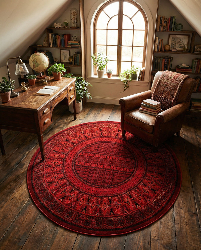 Samarkand Elegance Collection Area Rug -  Ark Round Red  lifestyle 40