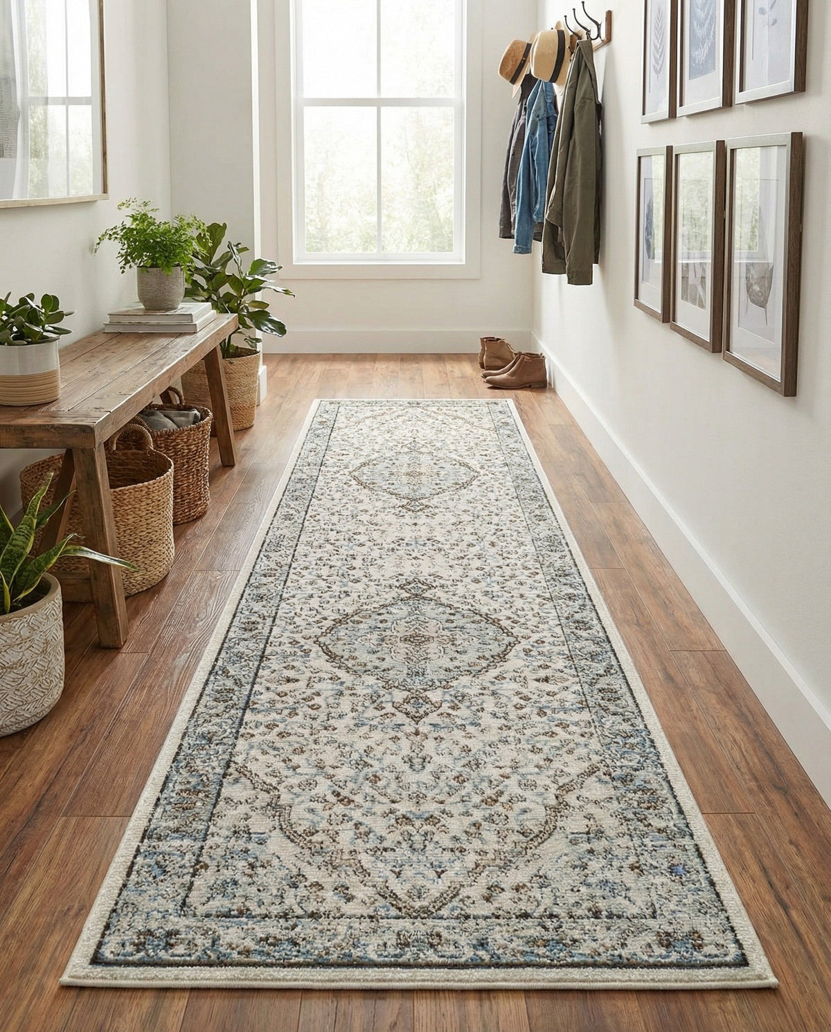 Mykonos Manor Collection Area Rug - Delos Runner Blue  lifestyle 211