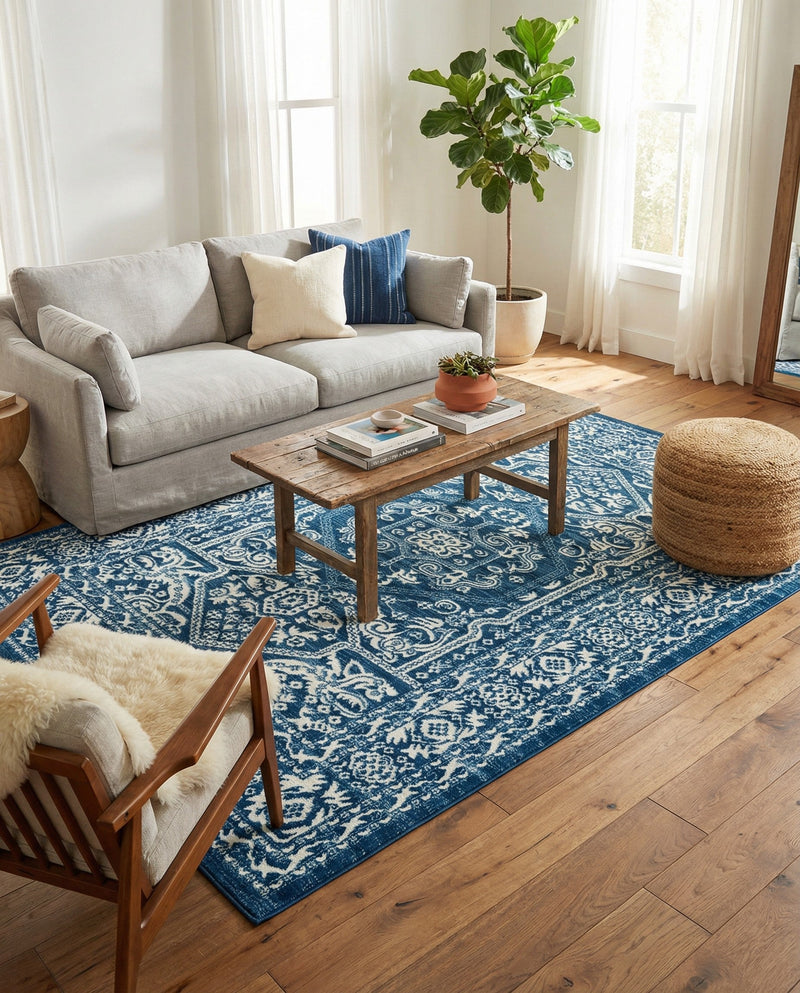 Charleston Elegance Collection Area Rug - Harborview Rectangle Blue  lifestyle 23