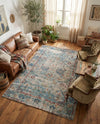 Savannah Threads Collection Area Rug - Tybee Rectangle Teal blue  lifestyle 21