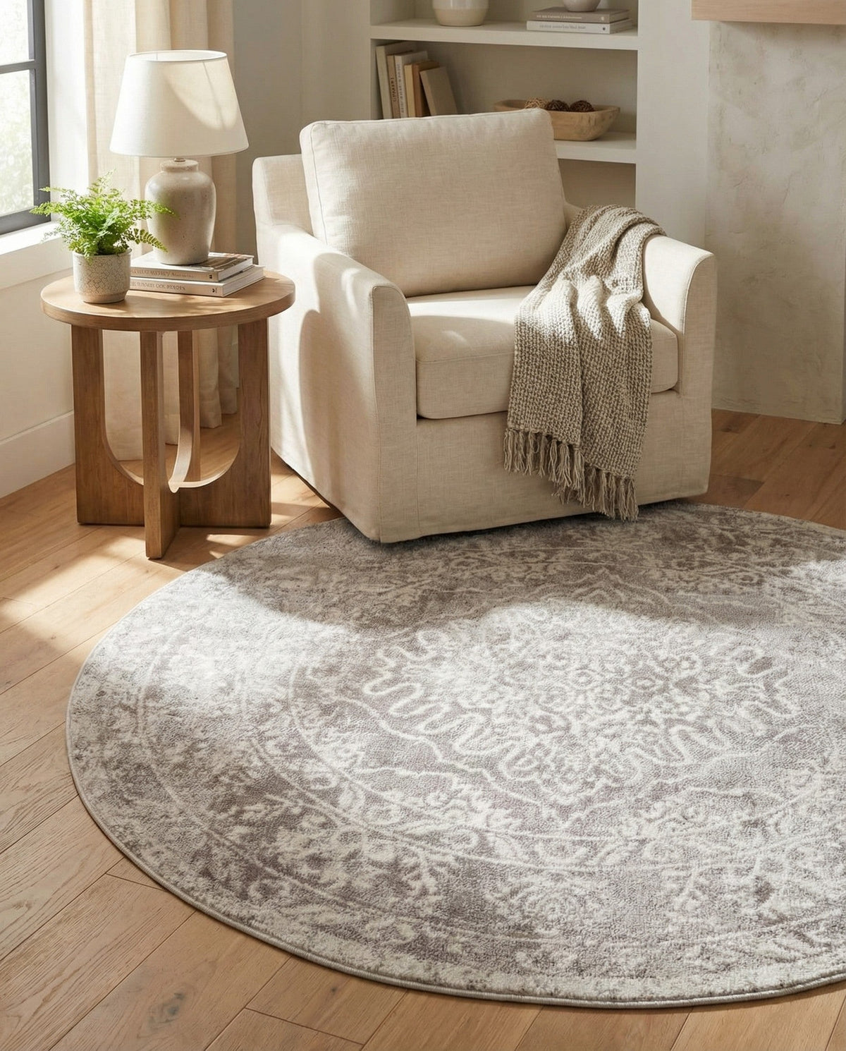 Cambridge Classics Collection Area Rug -  Magdalene (Gray) Round Gray  lifestyle 63