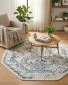 Savannah Elegance Collection Area Rug -  Tybee (Ivory Aqua) Octagon Ivory Aqua  lifestyle 76