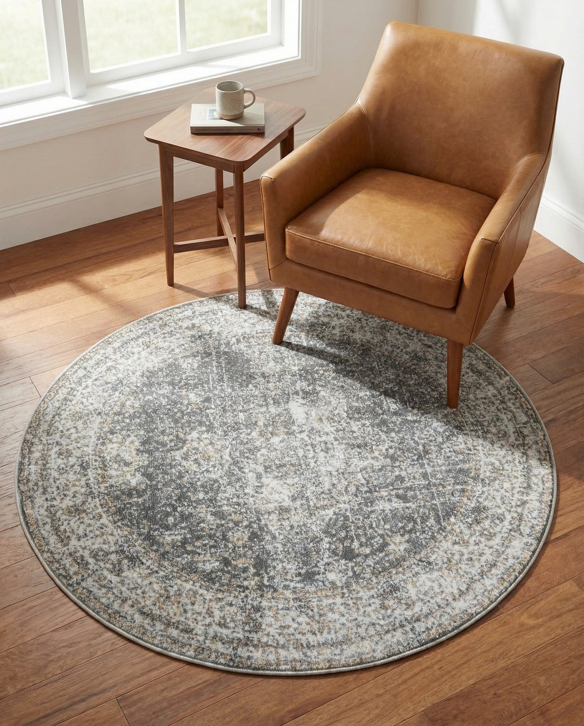 Caribbean Breeze Collection Area Rug -  Utila Round Fume Gray  lifestyle 90