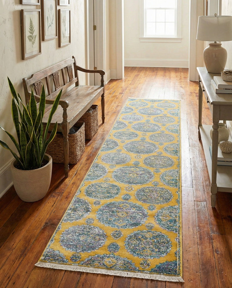 Arcadia Rugs Collection Area Rug -  Atlantis (Yellow) Runner Yellow  lifestyle 37
