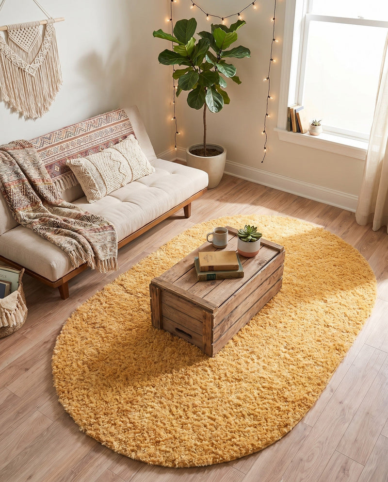 Alpine Plush Collection Area Rug -  Cortina (Sun Yellow) Oval Sun Yellow  lifestyle 78