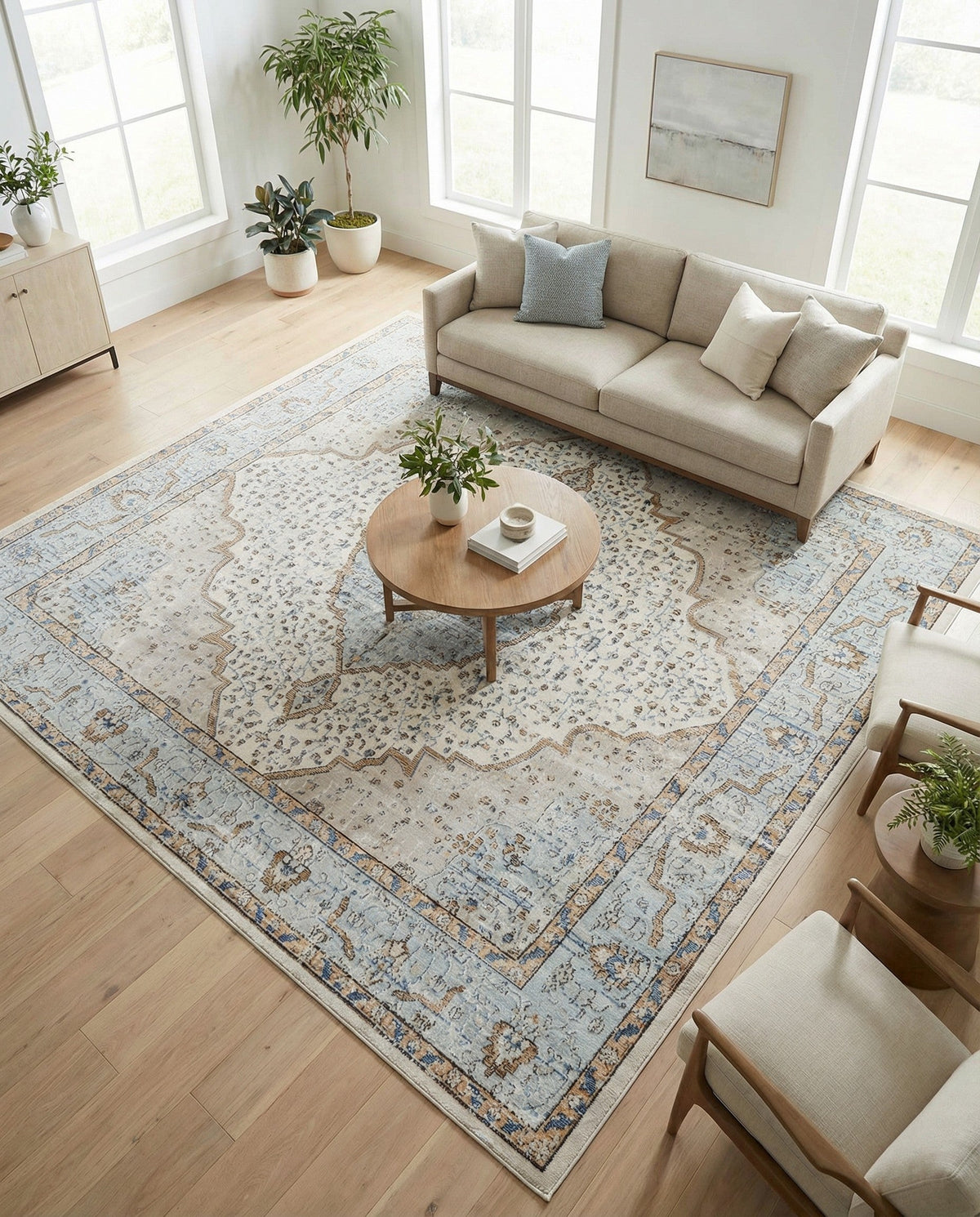 Mykonos Manor Collection Area Rug - Delos Square Blue  lifestyle 132