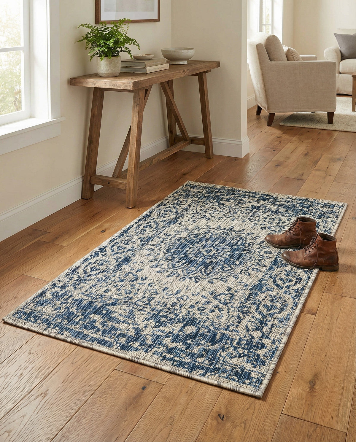 Patio Heritage Collection Area Rug -  Lafayette (Blue) Rectangle Blue  lifestyle 22
