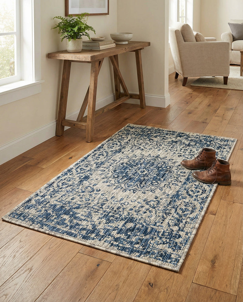 Patio Heritage Collection Area Rug -  Lafayette (Blue) Rectangle Blue  lifestyle 22