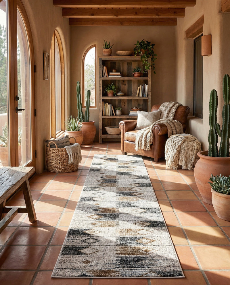 Desert Modern Eco Rug Series Collection Area Rug -  Taos Runner Ivory  lifestyle 46