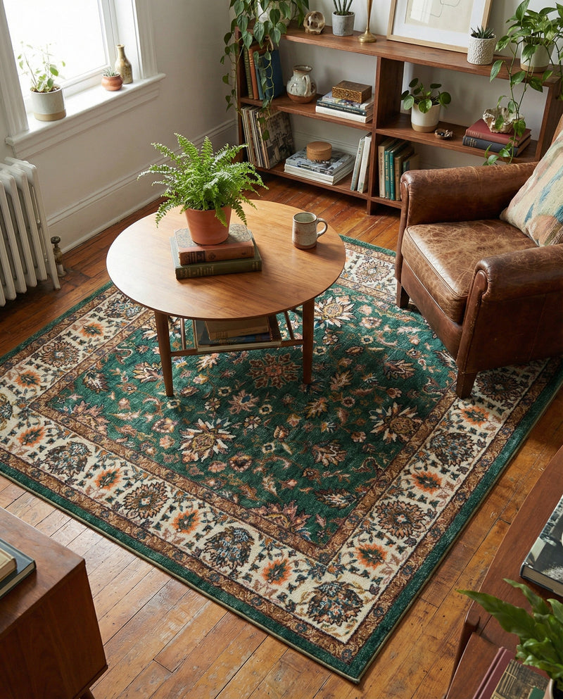 Casablanca Tapestry Collection Area Rug -  Marrakech (Emerald Green) Square Emerald Green  lifestyle 54