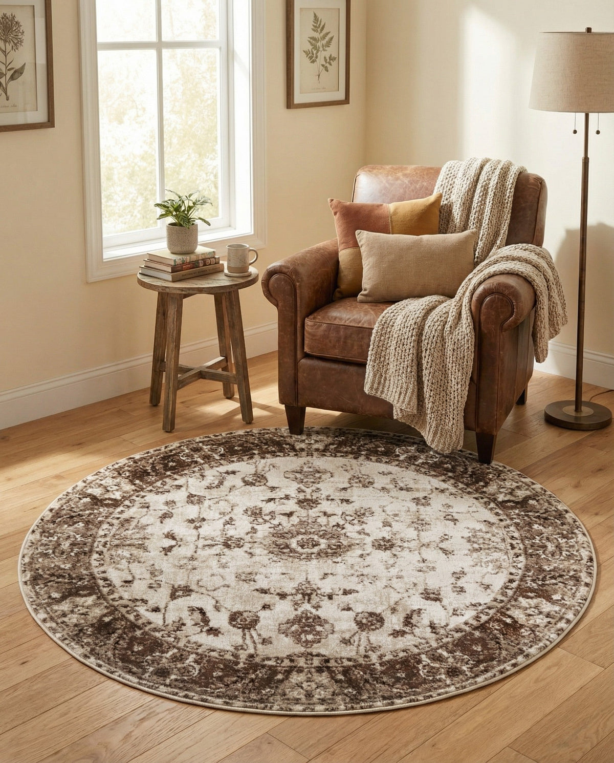 Andes Summit Collection Area Rug -  Aconcagua Round Cream  lifestyle 90