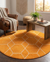 Trellis Mosaic Collection Area Rug - Arborville (Orange) Round Orange  lifestyle 60