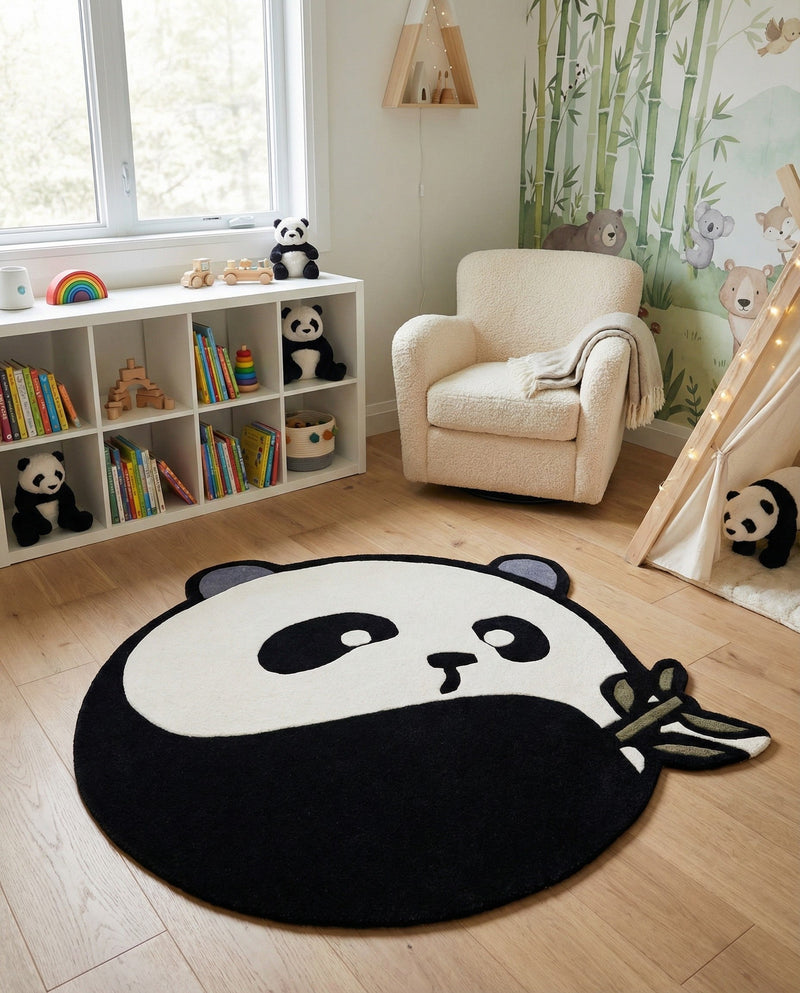 Whimsy Wonders Wool Collection Area Rug -  Summit Round Black and White  lifestyle 11