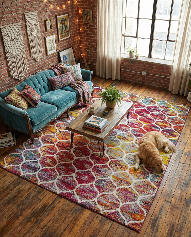 Trellis Mosaic Collection Area Rug -  Pergolatown (Multi) Rectangle Multi  lifestyle 18