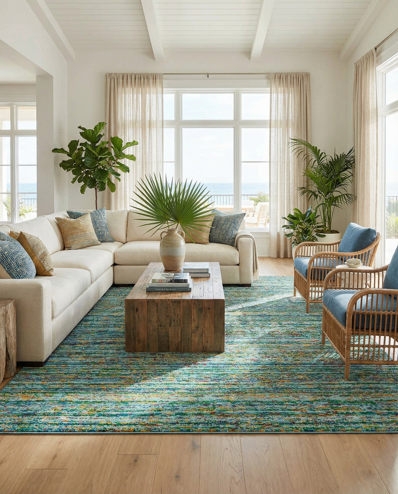 Caribbean Cove Collection Area Rug -  Lucia Rectangle Aqua  lifestyle 24