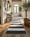 Tassel Trail Collection Area Rug - Pathway (Navy Blue) Runner Navy Blue  lifestyle 81
