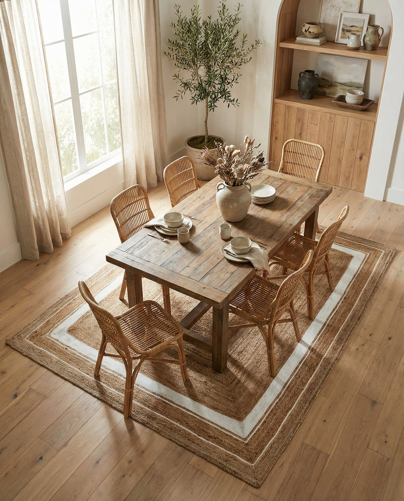 Woven Seaside Jute Collection Area Rug - Nantucket Rectangle Natural and White  lifestyle 17