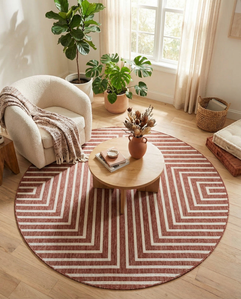Urban Terrace Collection Area Rug -  Astoria (Rust Red) Round Rust Red  lifestyle 23
