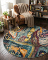 Autumnal Tapestry Collection Area Rug - Harvestville Round Multi  lifestyle 57