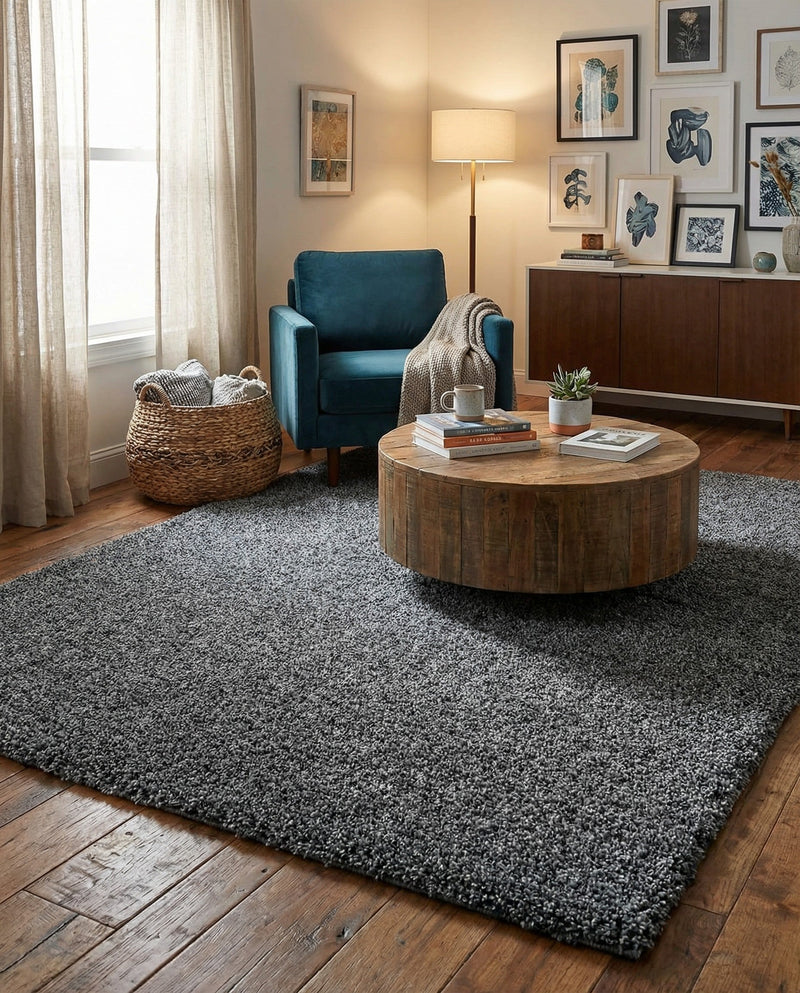 Cozy Comfort Shag Collection Area Rug - Haven (Pebble Gray) Rectangle Pebble Gray  lifestyle 18