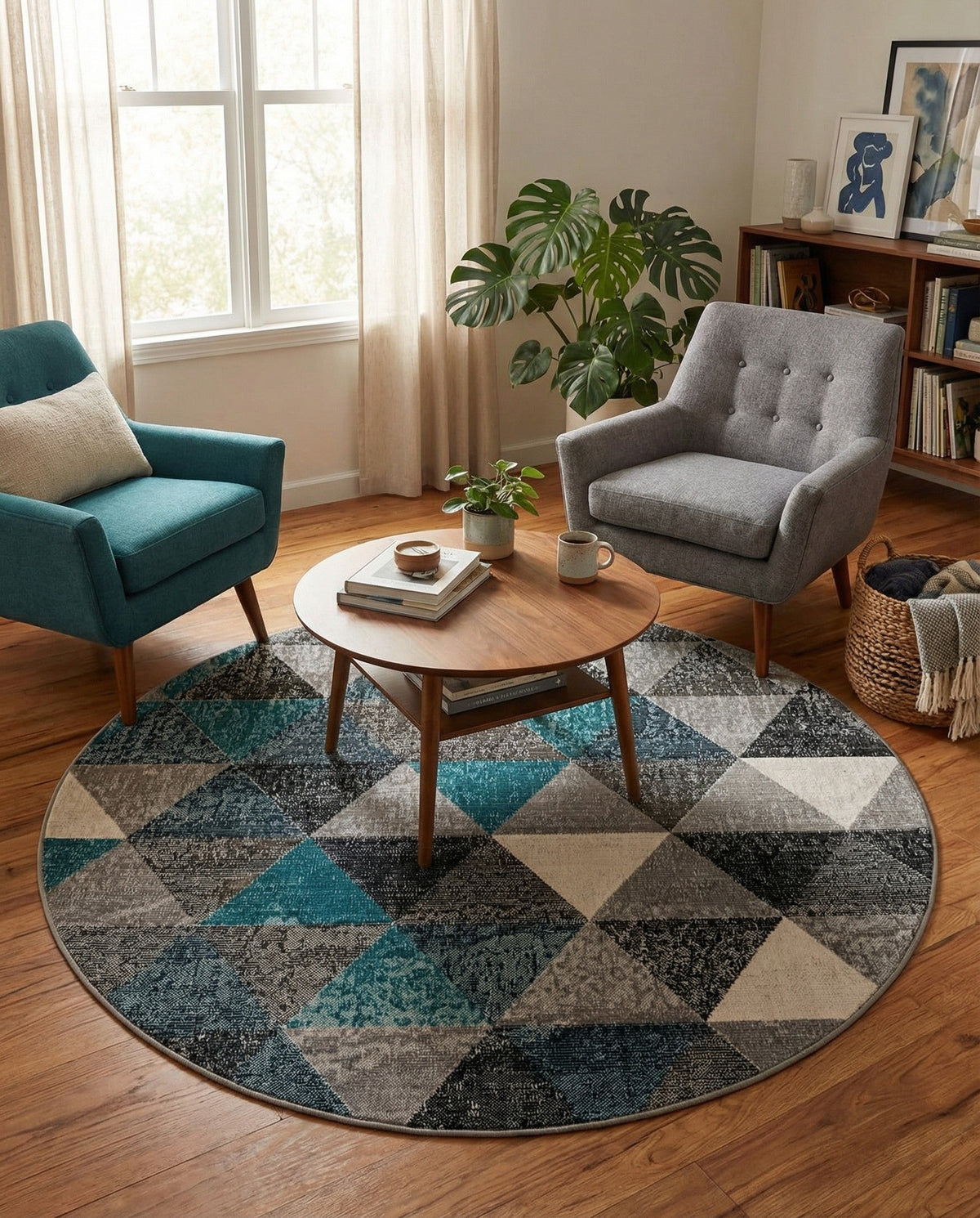 Seville Elegance Collection Area Rug -  Malaga Round Gray  lifestyle 82