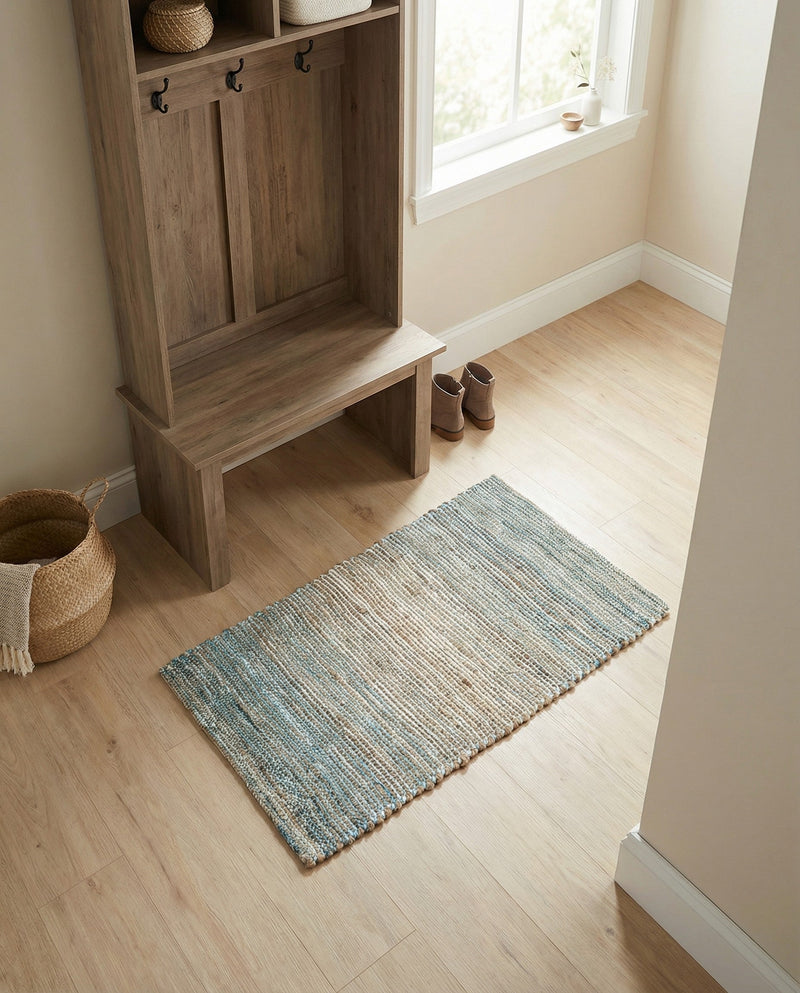 Savannah Threads Collection Area Rug -  Gobi Rectangle Ivory and Blue  lifestyle 28