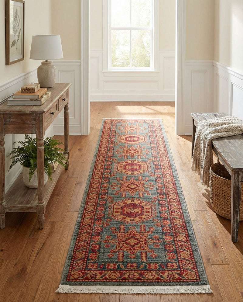Persian Elegance Collection Area Rug -  Bushehr Runner Light Blue  lifestyle 32