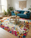 Colorburst Oasis Collection Area Rug -  Calypso Square Multi  lifestyle 79