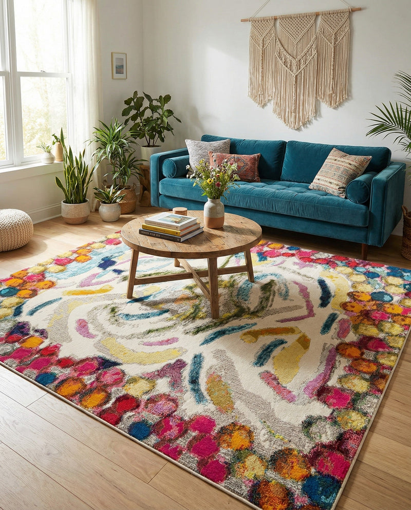 Colorburst Oasis Collection Area Rug -  Calypso Square Multi  lifestyle 79