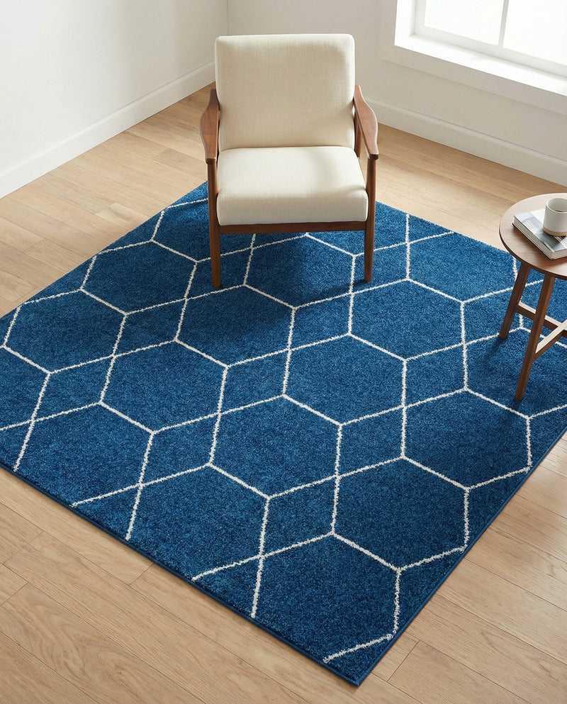 Trellis Mosaic Collection Area Rug - Arborville (Navy Blue) Square Navy Blue  lifestyle 90