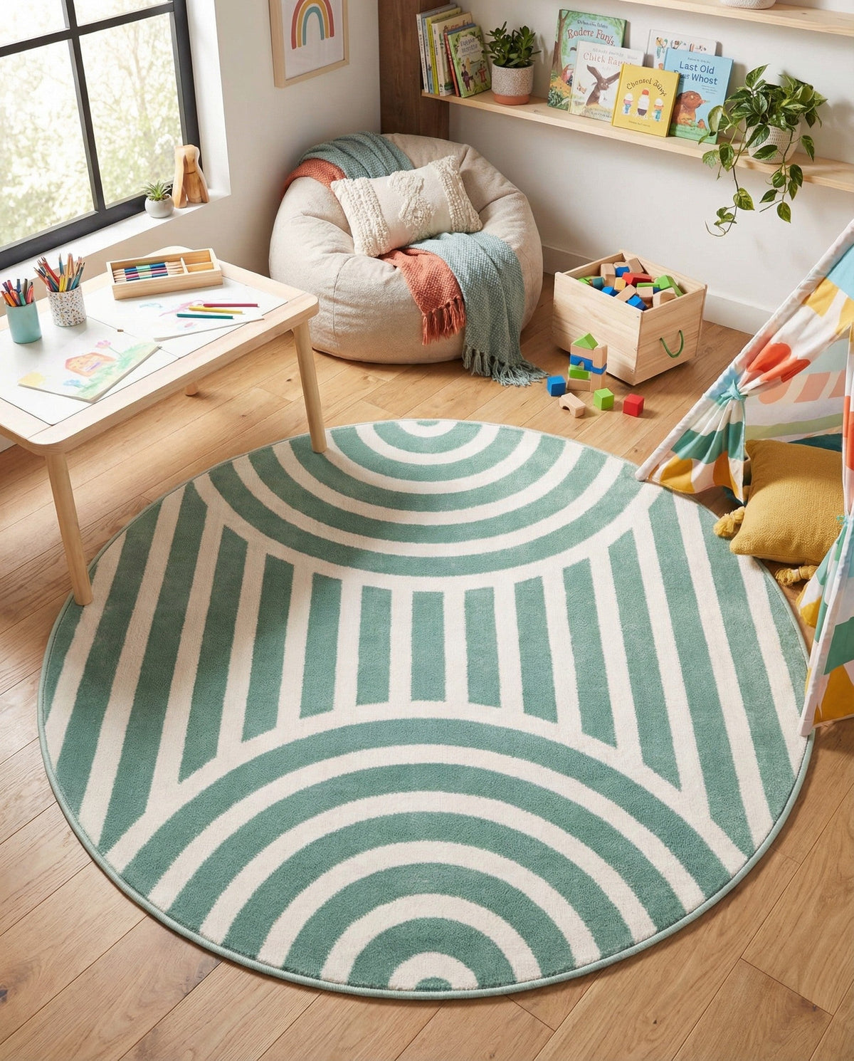 Wonder Tykes Collection Area Rug -  Joydale Round Soft Green  lifestyle 175