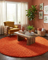 Plush Oasis Collection Area Rug - Serenity (Tiger Orange) Round Tiger Orange  lifestyle 75