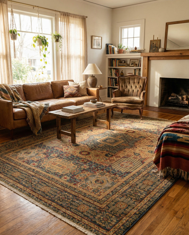 Ottoman Elegance Collection Area Rug - Sultan Rectangle Blue  lifestyle 23