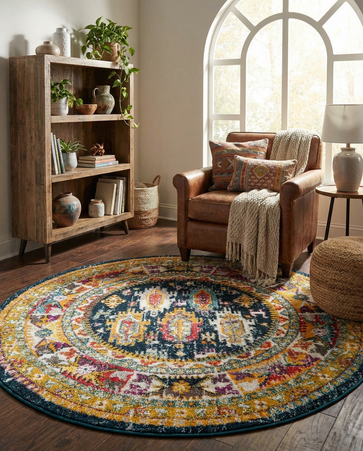 Brighton Terrace Collection Area Rug -  Portslade Round Navy Blue  lifestyle 108