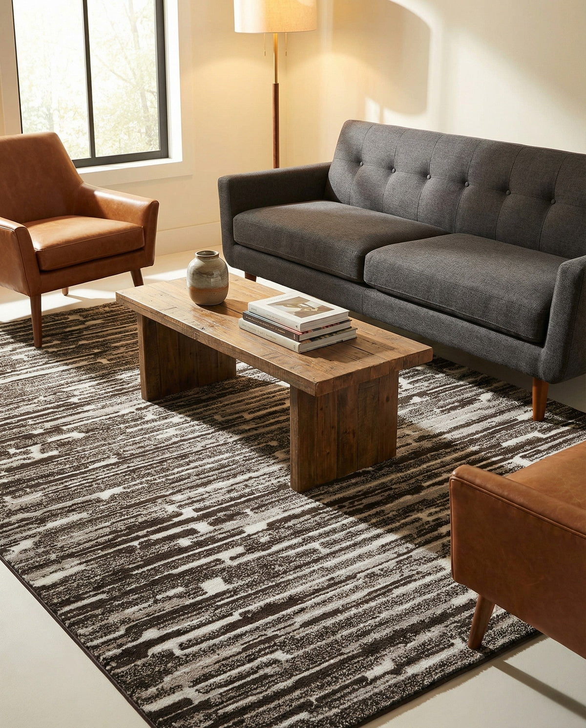 Sienna Collection Area Rug -  Rome Rectangle Black and Ivory  lifestyle 59