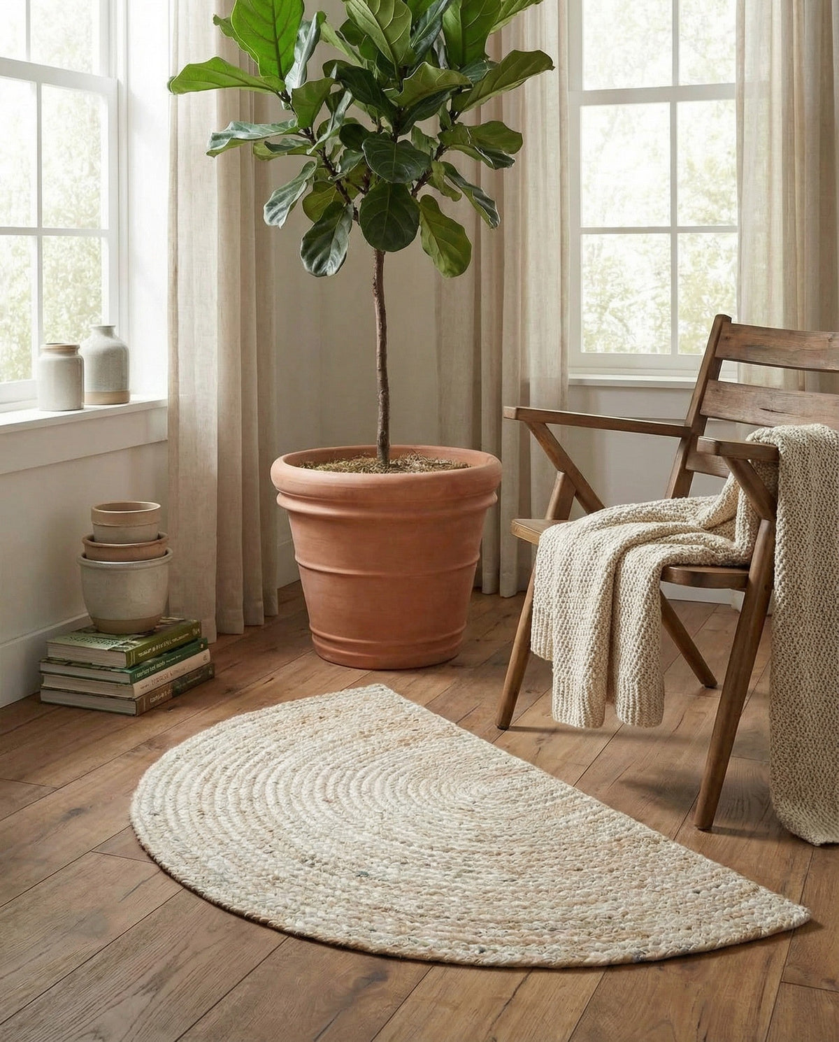 Woven Seaside Jute Collection Area Rug - Savannah (White) Hearth White  lifestyle 92