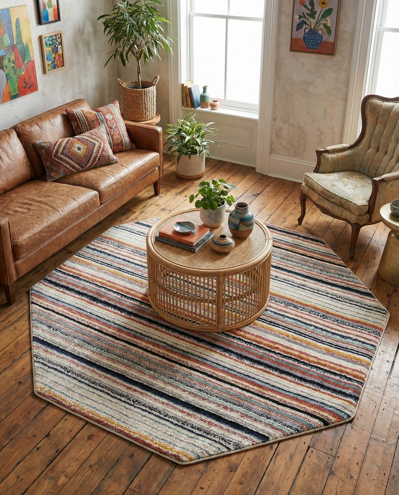 Marrakech Mosaic Collection Area Rug - Casablanca Octagon Ivory  lifestyle 70
