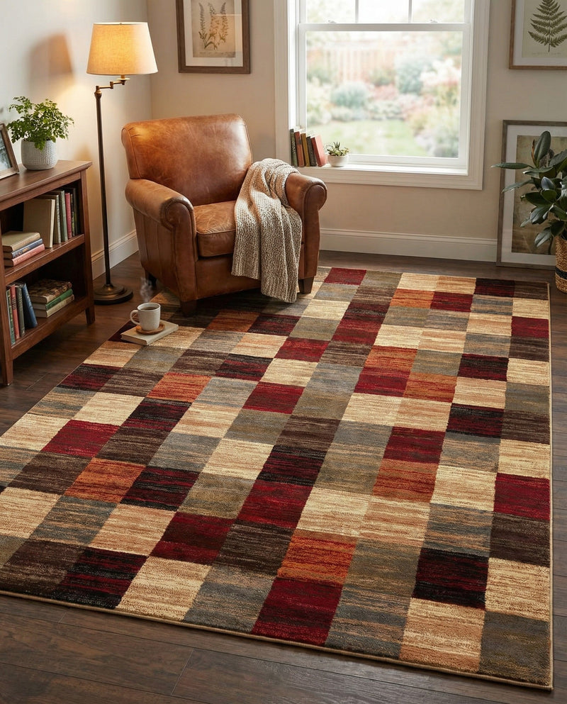 Bistro Lounge Collection Area Rug - Espresso Rectangle Multi  lifestyle 31