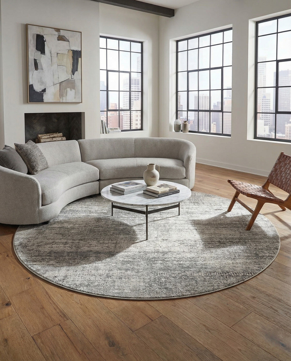 Bloomsbury Elegance Collection Area Rug -  Pimlico Round Gray  lifestyle 152