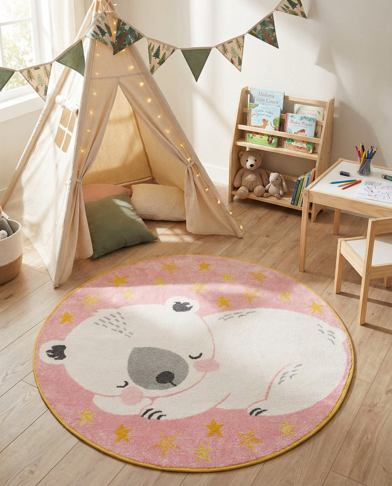 Wonder Tykes Collection Area Rug -  Jovial Round Pink  lifestyle 5