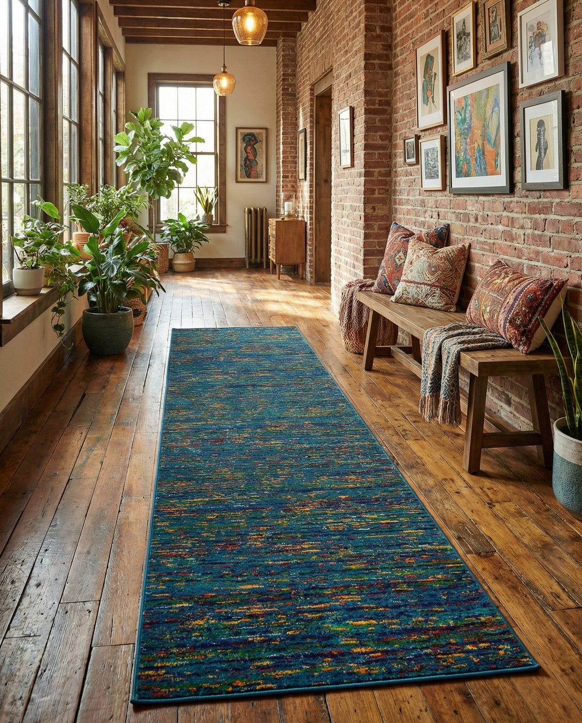 Caribbean Cove Collection Area Rug -  Lucia Runner Navy Blue  lifestyle 72