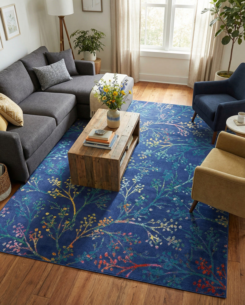 Meadow Breeze Collection Area Rug -  Sunbeam Rectangle Blue  lifestyle 47