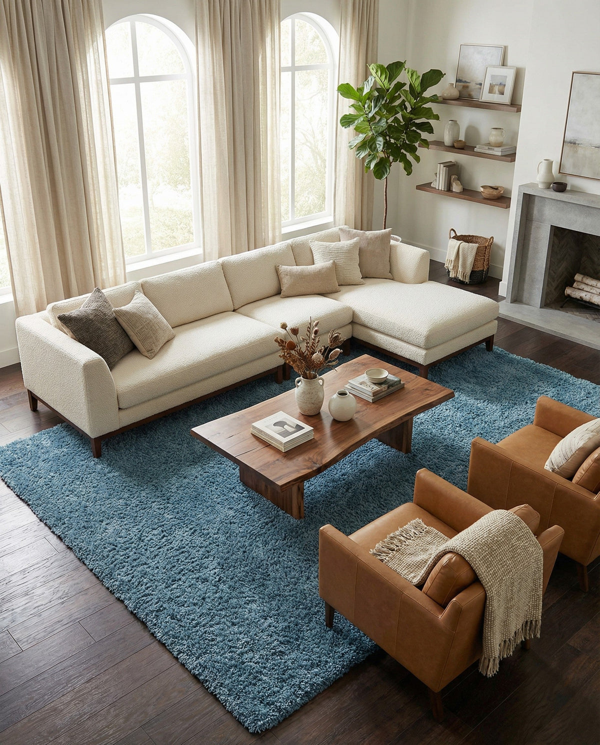 Eternal Plush Oasis Collection Area Rug -  Tranquility (Aegean Blue) Rectangle Aegean Blue  lifestyle 17