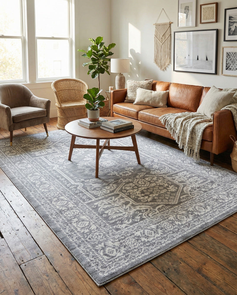 Charleston Elegance Collection Area Rug - Harborview Rectangle Gray  lifestyle 10