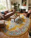 Beverly Grove Collection Area Rug -  Fairfax (Yellow) Oval Yellow  lifestyle 60