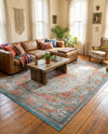 Caribbean Breeze Collection Area Rug -  Floriana Rectangle Light Blue  lifestyle 13