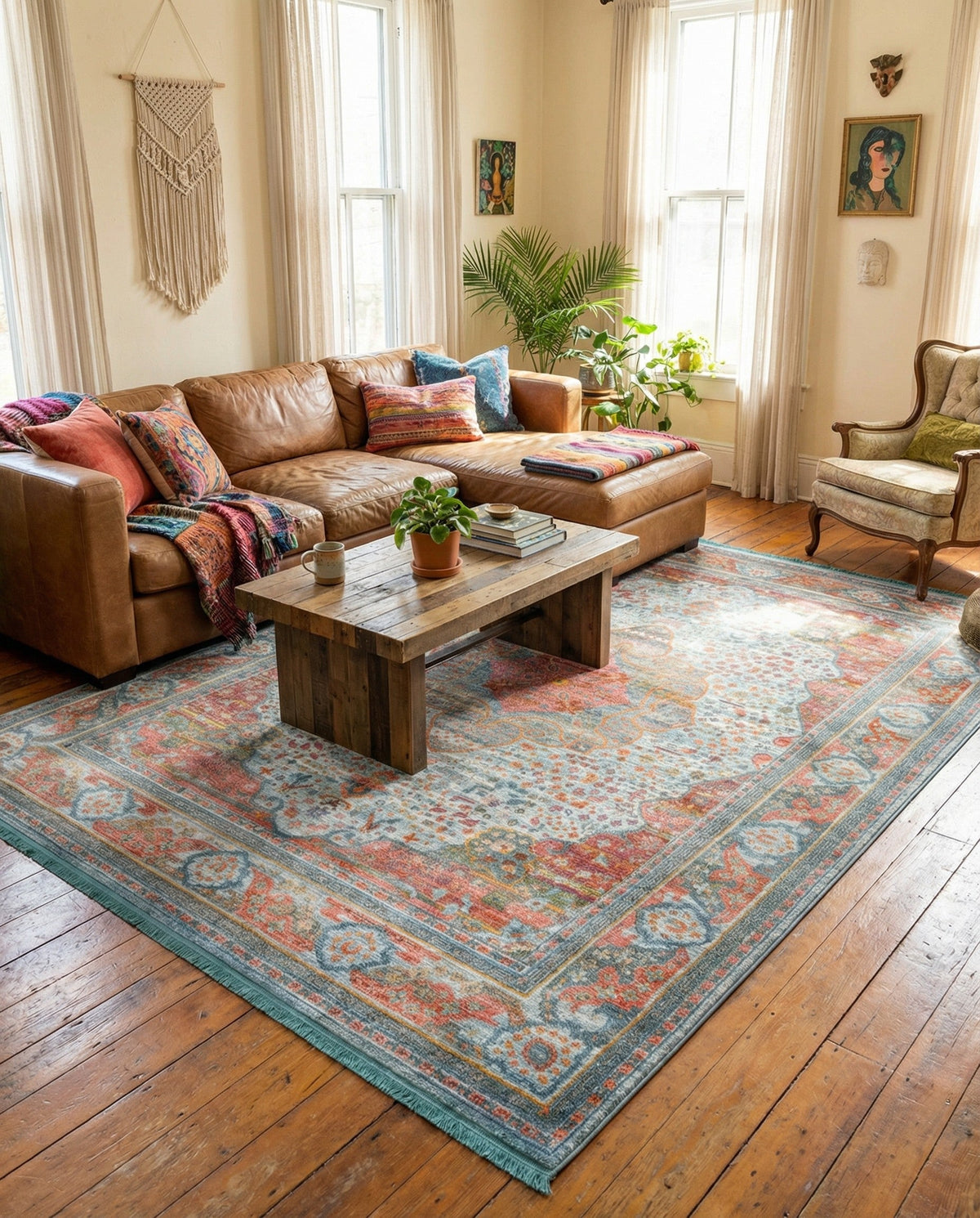 Caribbean Breeze Collection Area Rug -  Floriana Rectangle Light Blue  lifestyle 13