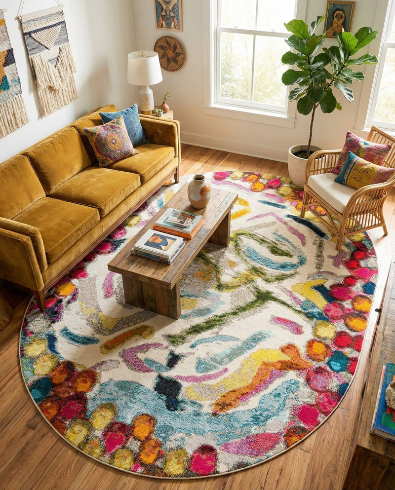 Colorburst Oasis Collection Area Rug -  Calypso Oval Multi  lifestyle 65